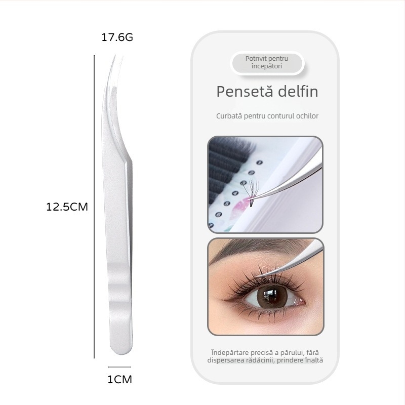 Pincetă profesională pentru extensii gene, design Phoenix, precizie înaltă, oțel inoxidabil