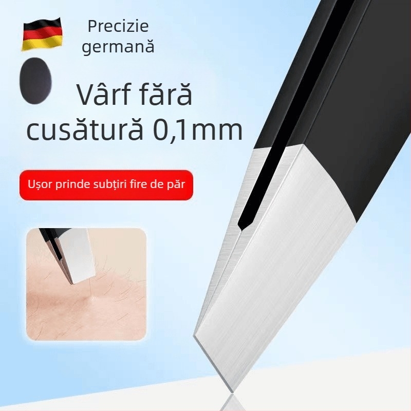 Liuliu beauty pensă cu vârf plat din oțel inoxidabil – instrument multifuncțional pentru îndepărtarea părului facial, modelarea sprâncenelor și ondularea genelor false