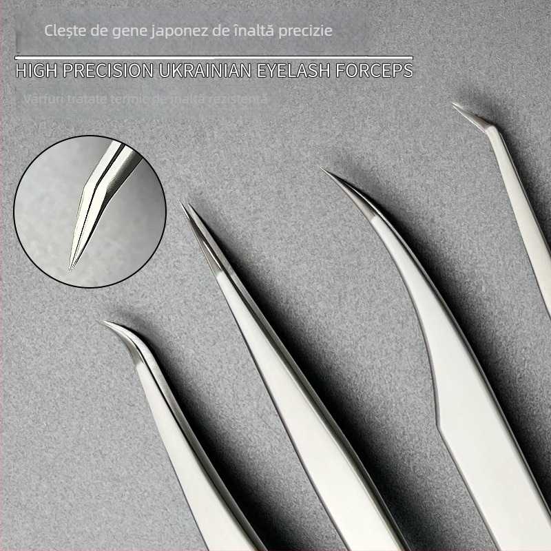 Pincete pentru gene din oțel inoxidabil DQD – precizie, finisaj oglindă, instrument manual pentru gene false