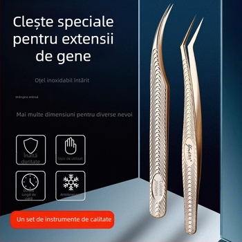 Clește pentru gene de înaltă precizie – instrumente profesionale pentru extensii de gene, set pentru începători, oțel inoxidabil, brand Yin color, marcă privată autorizată