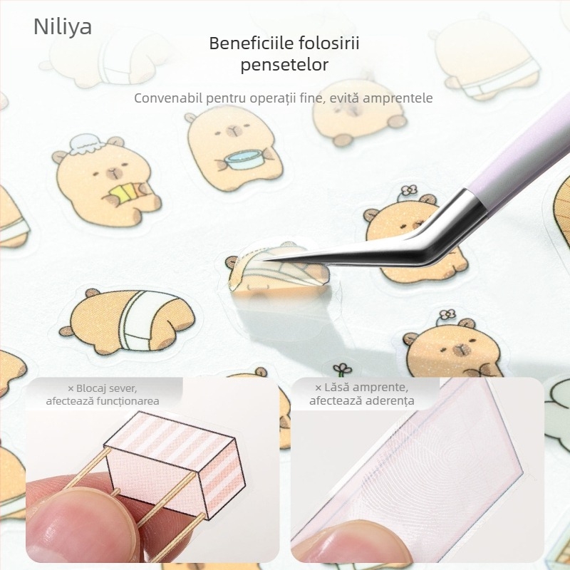 Set de pensete pentru gene: vârf ascuțit, mâner din oțel cu carbon mediu, vârfuri din oțel cu carbon înalt, pensete pentru manual, pensete de precizie pentru gene