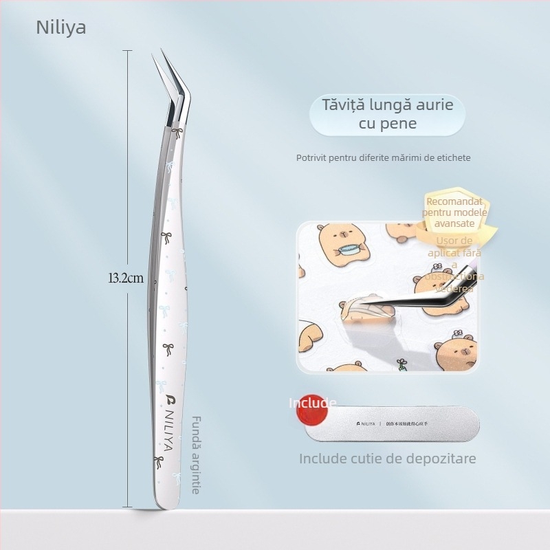 Set de pensete pentru gene: vârf ascuțit, mâner din oțel cu carbon mediu, vârfuri din oțel cu carbon înalt, pensete pentru manual, pensete de precizie pentru gene