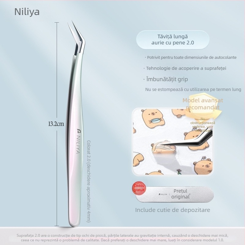 Set de pensete pentru gene: vârf ascuțit, mâner din oțel cu carbon mediu, vârfuri din oțel cu carbon înalt, pensete pentru manual, pensete de precizie pentru gene