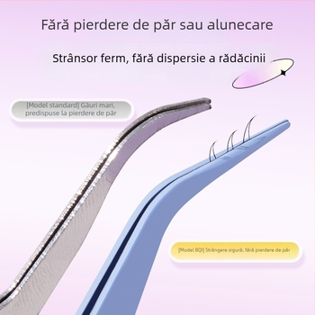 BQI Clește mini cu cap rotund pentru gene false – instrument pentru aplicarea extensiilor de gene, pentru începători, fără import