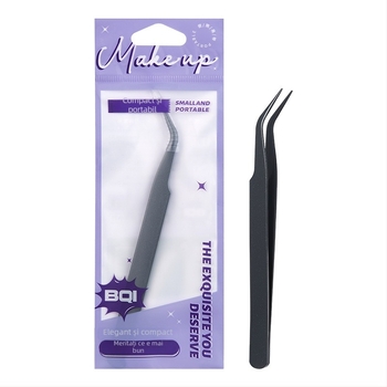 BQI Clește mini cu cap rotund pentru gene false – instrument pentru aplicarea extensiilor de gene, pentru începători, fără import