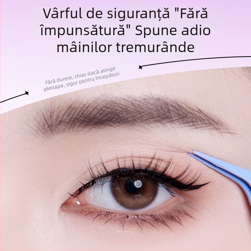 BQI Clește mini cu cap rotund pentru gene false – instrument pentru aplicarea extensiilor de gene, pentru începători, fără import