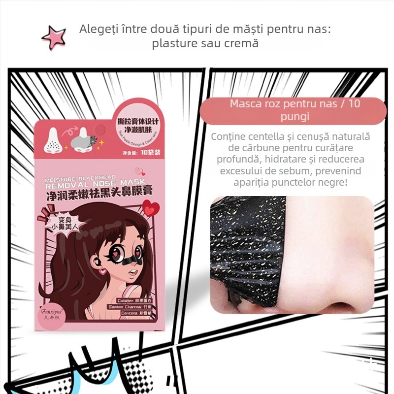 Fanxiyue mască nazală – Îndepărtarea punctelor negre, Îngrijire zonă T, 10 buc., Valabilitate 3 ani