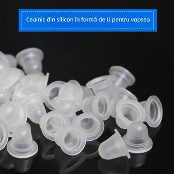 Ceașcă de silicon pentru pigment de tatuaj, în formă de U, pentru pigment de sprâncene, ochi și buze; pachet de 500 bucăți