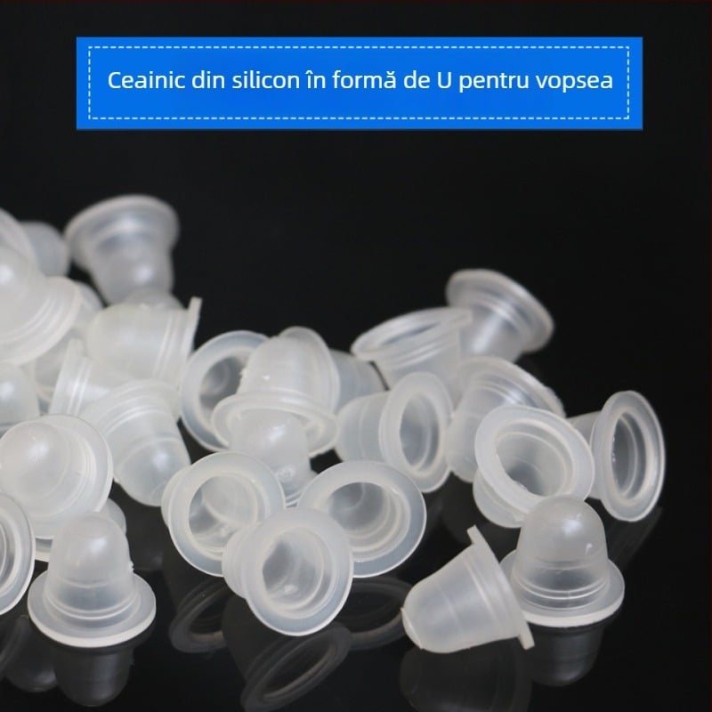 Ceașcă de silicon pentru pigment de tatuaj, în formă de U, pentru pigment de sprâncene, ochi și buze; pachet de 500 bucăți