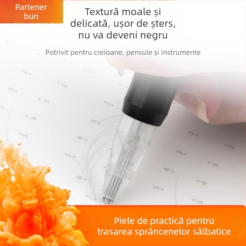 Piele de practică pentru tatuaj sprâncene, textură siliconică moale, pentru începători. Fără import; Potrivit pentru utilizare universală.