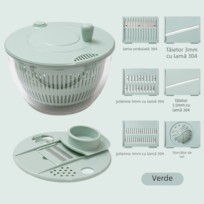 Tocator multifuncțional pentru legume cu coș de scurgere rotativ manual, PET/ABS materiale, imprimare logo disponibilă, lansat în 2024