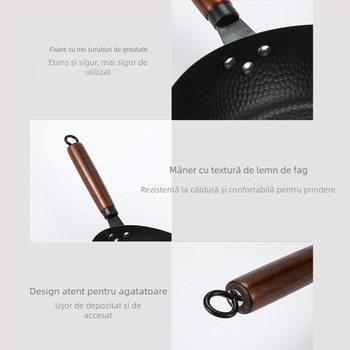 Tigaie din fier, în stil japonez, cu model în solzi de pește, fără acoperire, antiaderent, 1,4 kg, compatibil cu plite cu inducție și gaz.