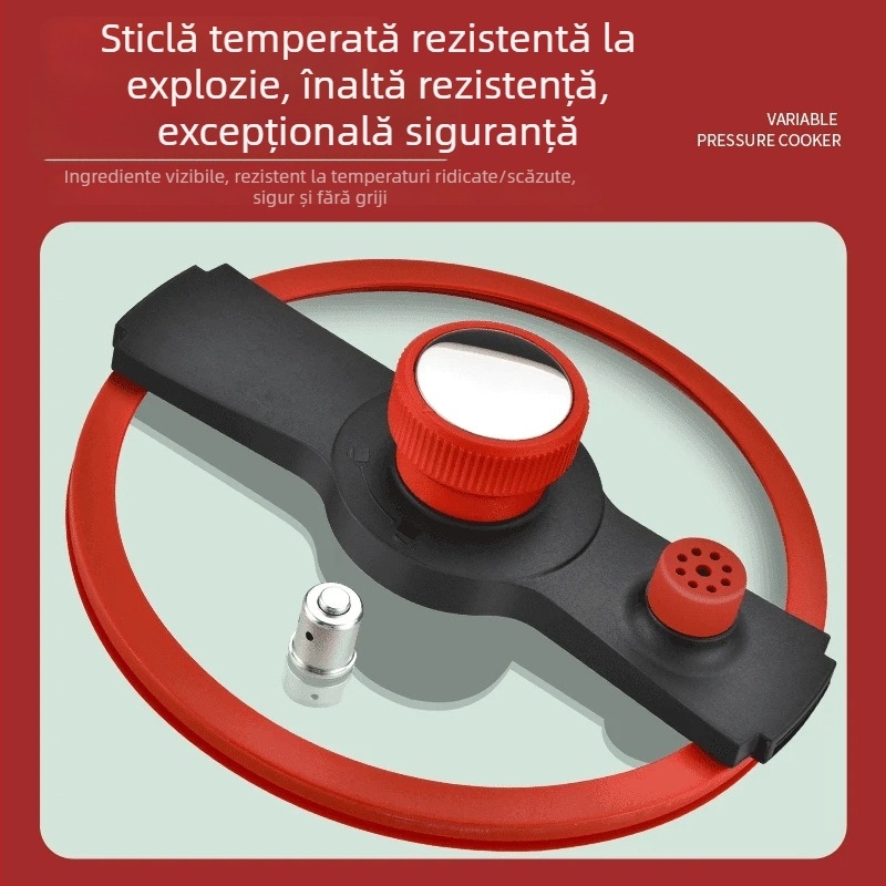 Oală de supă emailată din fier cu mâneri duble, capacitate de 5 L sau mai mult, capac din sticlă, compatibilă cu aragaz pe gaz și plită cu inducție