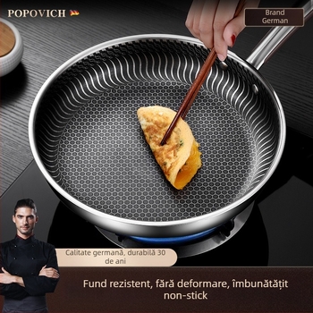 Tigaie din oțel INOX 316L, fără acoperire, cu fund multiplu, compatibilă cu plite cu inducție și gaz, capac din oțel INOX cu geam