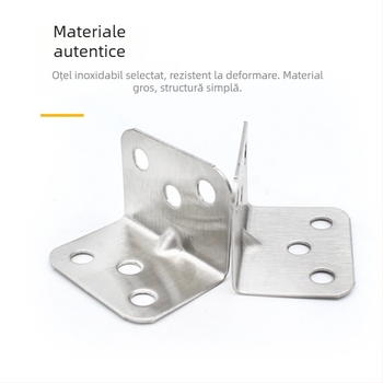 Colț din oțel inoxidabil, unghi drept 90° (L) pentru mobilier – finisaj șlefuit, pentru rafturi și mese