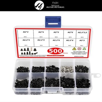 Set de șuruburi pentru laptopuri, 500 bucăți, Wei Yue, finisaj nichelat, oțel carbon simplu, standard CM