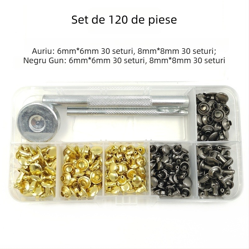 Set de unelte pentru montarea nitelor, 120 de piese, pentru îmbrăcăminte din piele — Xinghu