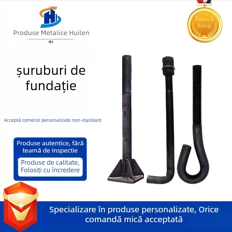 Șuruburi de ancorare Huilin pentru macarale: forme 7 și 9, în formă de L, șuruburi încastrate M2416; oțel cu conținut de carbon Q235; rezistență 12.9; standard internațional; clasă A