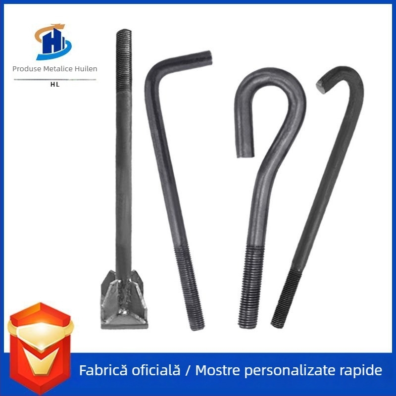 Șuruburi de ancorare Huilin pentru macarale: forme 7 și 9, în formă de L, șuruburi încastrate M2416; oțel cu conținut de carbon Q235; rezistență 12.9; standard internațional; clasă A