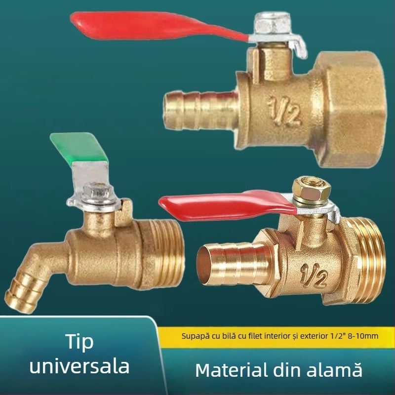 Supapă de drenaj pentru purificatorul de apă, supapă cu bilă din cupru și oțel inoxidabil, cu conexiune filetată, design cu singură legătură, presiune atmosferică, procesare personalizabilă