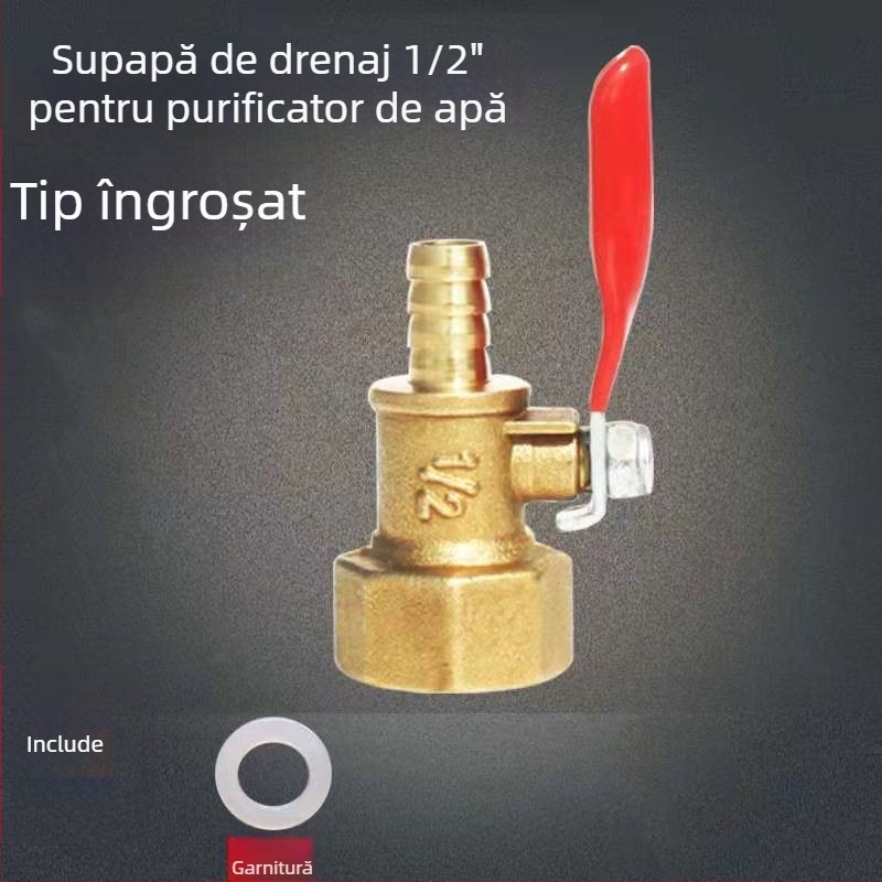 Supapă de drenaj pentru purificatorul de apă, supapă cu bilă din cupru și oțel inoxidabil, cu conexiune filetată, design cu singură legătură, presiune atmosferică, procesare personalizabilă