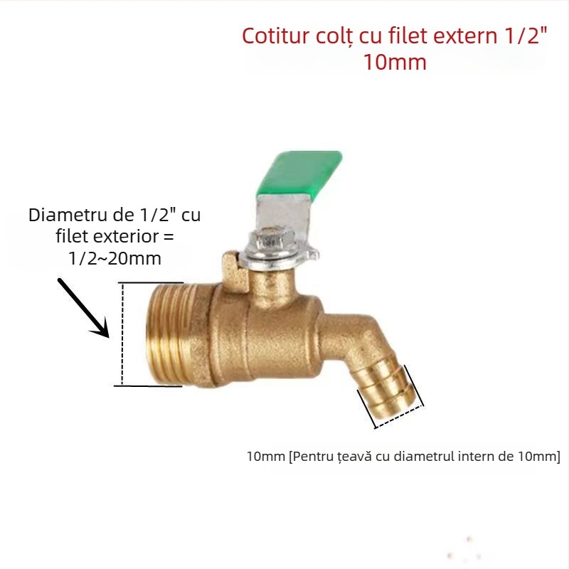Supapă de drenaj pentru purificatorul de apă, supapă cu bilă din cupru și oțel inoxidabil, cu conexiune filetată, design cu singură legătură, presiune atmosferică, procesare personalizabilă