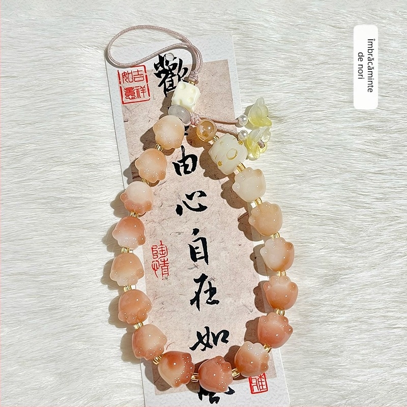 Bratara Bodhi Root cu pandantiv cheie drăguț, model animale mici, lustruit, brand Jinge, lansare toamnă 2025