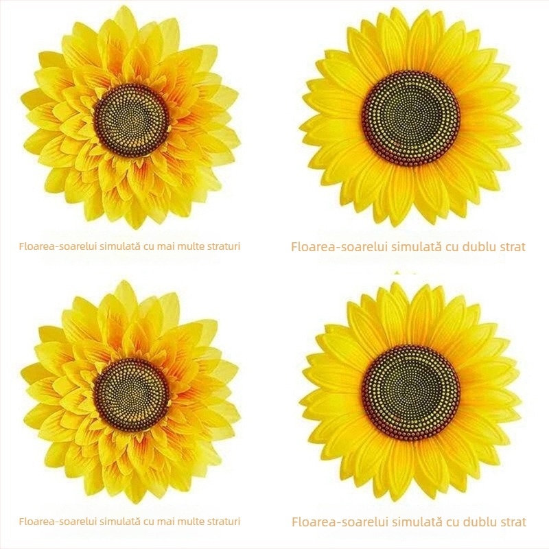 Prop de dans cu floare de soare ținută în mână — floare de satin, varietate floare de soare; pentru nunți, exterior, recuzită foto, decor acasă