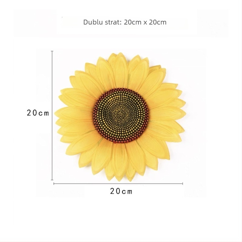 Prop de dans cu floare de soare ținută în mână — floare de satin, varietate floare de soare; pentru nunți, exterior, recuzită foto, decor acasă