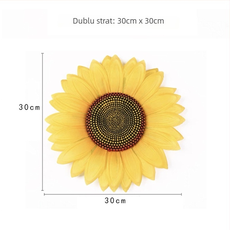 Prop de dans cu floare de soare ținută în mână — floare de satin, varietate floare de soare; pentru nunți, exterior, recuzită foto, decor acasă