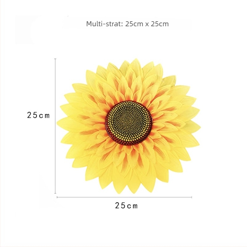 Prop de dans cu floare de soare ținută în mână — floare de satin, varietate floare de soare; pentru nunți, exterior, recuzită foto, decor acasă