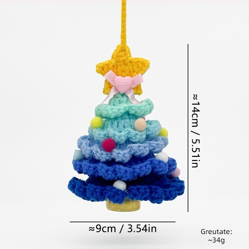 Ornament de mașină croșetat din lână, cu clopoțel, personalizabil; Material: lână; Ambalaj: Opp bag; Brand: Wooden knitting