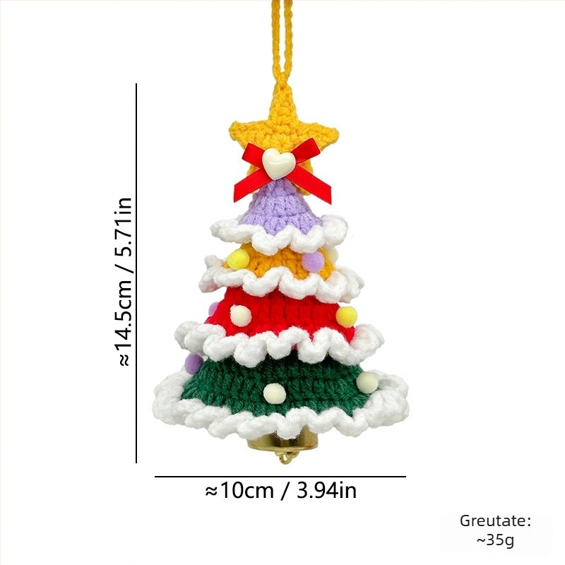 Ornament de mașină croșetat din lână, cu clopoțel, personalizabil; Material: lână; Ambalaj: Opp bag; Brand: Wooden knitting