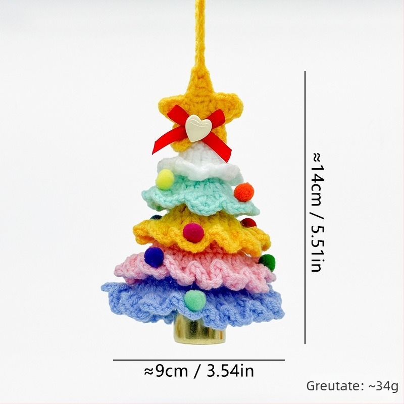 Ornament de mașină croșetat din lână, cu clopoțel, personalizabil; Material: lână; Ambalaj: Opp bag; Brand: Wooden knitting