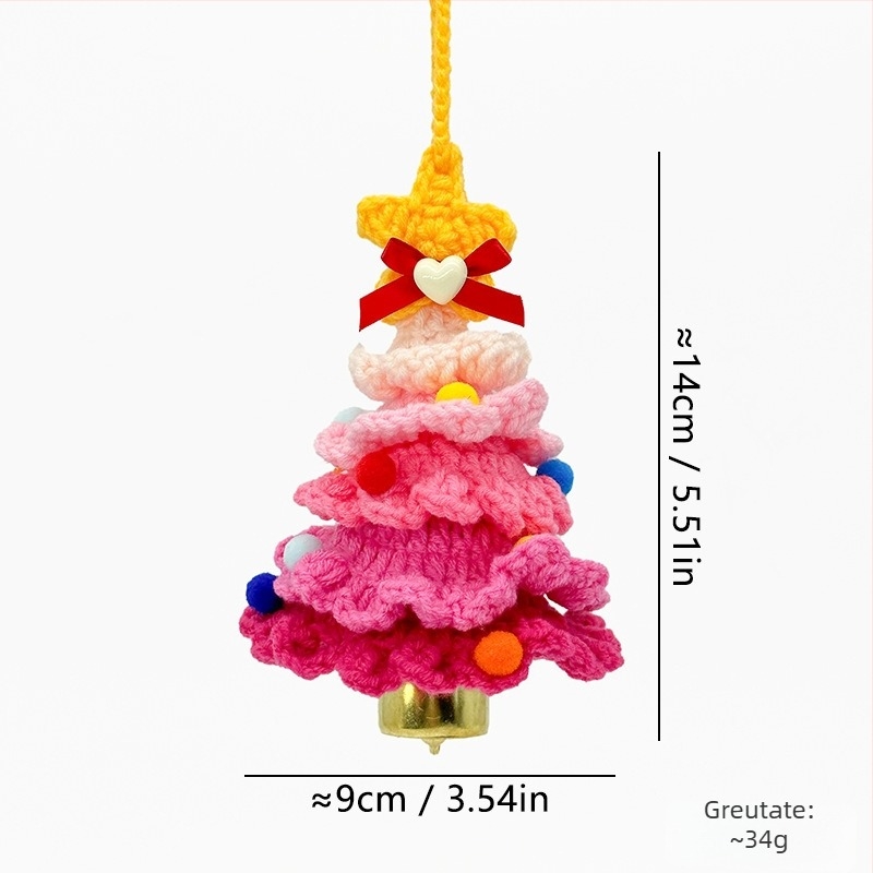 Ornament de mașină croșetat din lână, cu clopoțel, personalizabil; Material: lână; Ambalaj: Opp bag; Brand: Wooden knitting