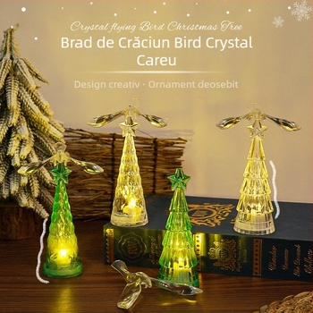 Pasăre de cristal pentru brad – veioza de noapte decorativă, din plastic; Brand: Three springs; Stil: Alt; Potrivit pentru Crăciun