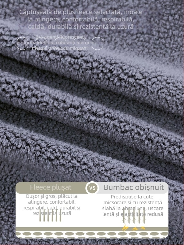 Blugi pentru copii din denim cu căptușeală de fleece – Iarnă 2025, talie medie, lungime integrală, model desene animate și litere