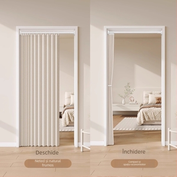 Draperie pentru ușă din țesătură pentru living, dormitor și bucătărie — imitatie de in, IN stil, monocromă