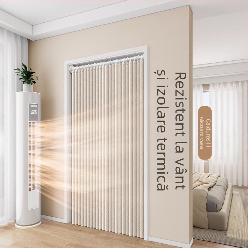 Draperie pentru ușă din țesătură pentru living, dormitor și bucătărie — imitatie de in, IN stil, monocromă