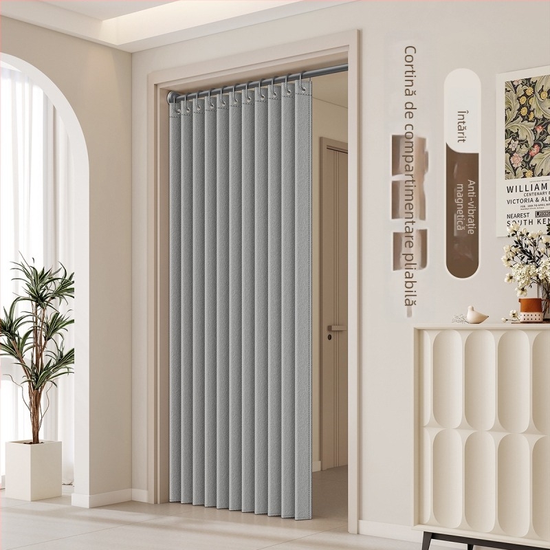 Draperie pentru ușă din țesătură pentru living, dormitor și bucătărie — imitatie de in, IN stil, monocromă