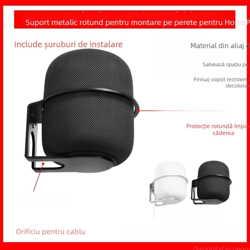 Suport de montaj pe perete pentru Apple HomePod 2 – 155 g, model 2023, protecție la depozitare, matriță reală
