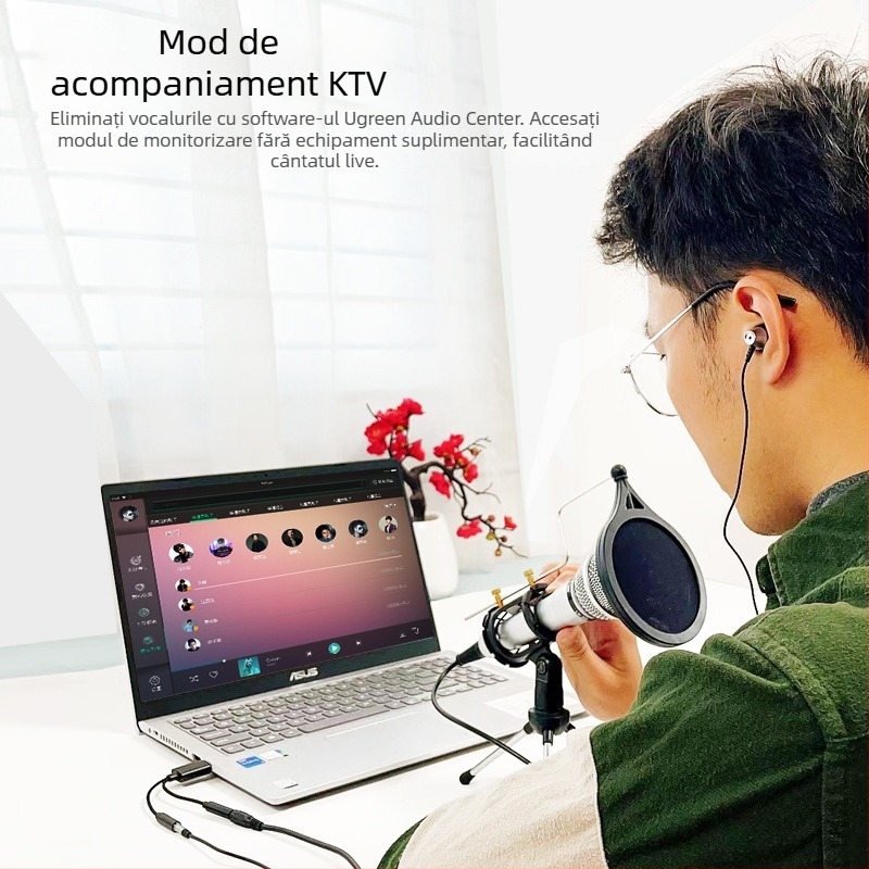 Adaptor USB către card de sunet extern 3,5 mm – cablu audio 2 în 1, conectori plăcați cu aur, miez de cupru