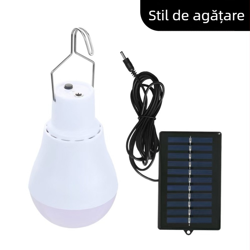 Bec LED solar reîncărcabil, cu telecomandă, cu soclu E14, IP44, 50 lm, baterie litiu încorporată