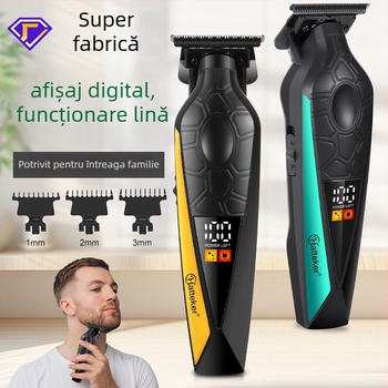 Hatteker aparat de tunsoare electric reîncărcabil cu afișaj LCD, lamă Zero-Gap din oțel inoxidabil, motor cu perii, baterie 1000–1200 mAh, zgomot redus