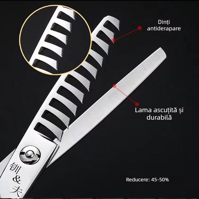 Foarfece Jifu pentru subțierea părului, 50% subțiere, 10 dinți, greutate 0,1 kg
