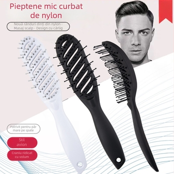 Pieptene de păr Craftsman — ABS + Nylon, Design Curvat, Suprafață Netedă, Pentru Stilizare Masculină