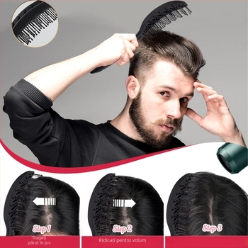 Pieptene de păr Craftsman — ABS + Nylon, Design Curvat, Suprafață Netedă, Pentru Stilizare Masculină