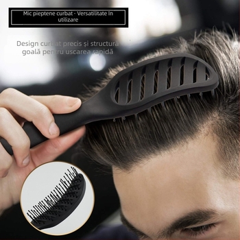 Pieptene de păr Craftsman — ABS + Nylon, Design Curvat, Suprafață Netedă, Pentru Stilizare Masculină