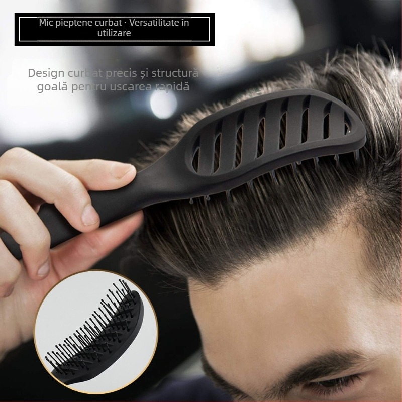 Pieptene de păr Craftsman — ABS + Nylon, Design Curvat, Suprafață Netedă, Pentru Stilizare Masculină