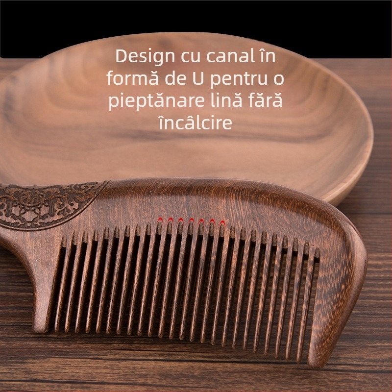 Palace Carpenter Pieptene din lemn de santal și lemn de trandafir  
Antistatice, instrument de îngrijire a părului, cadou pentru vrstnici și cadouri de afaceri